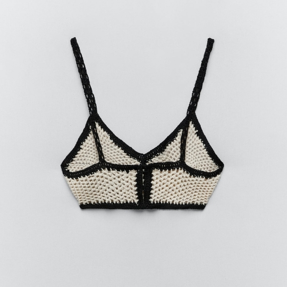 Crocheted Bralette black and white Zara - Picture 7 of 16